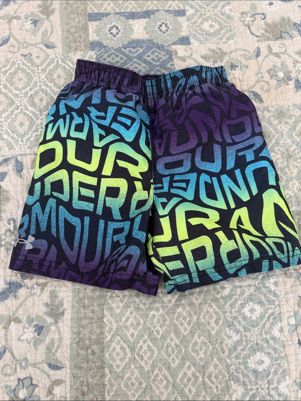 Under Armour Blue Purple Neon Green Gradient Boys Swim Shorts
